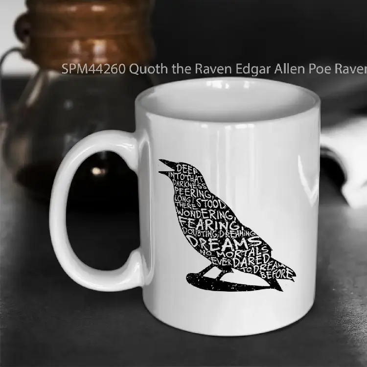 SPM44260 Quoth the Raven Edgar Allen Poe Raven Quote Gelas Keramik Supermug