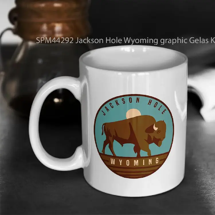 SPM44292 Jackson Hole Wyoming graphic Gelas Keramik Supermug