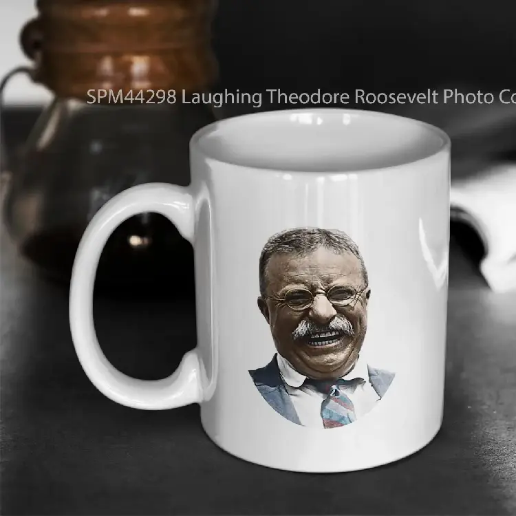 SPM44298 Laughing Theodore Roosevelt Photo Colorized Gelas Keramik Supermug