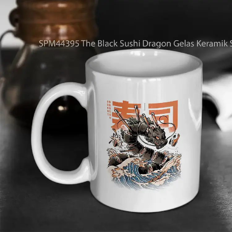 SPM44395 The Black Sushi Dragon Gelas Keramik Supermug