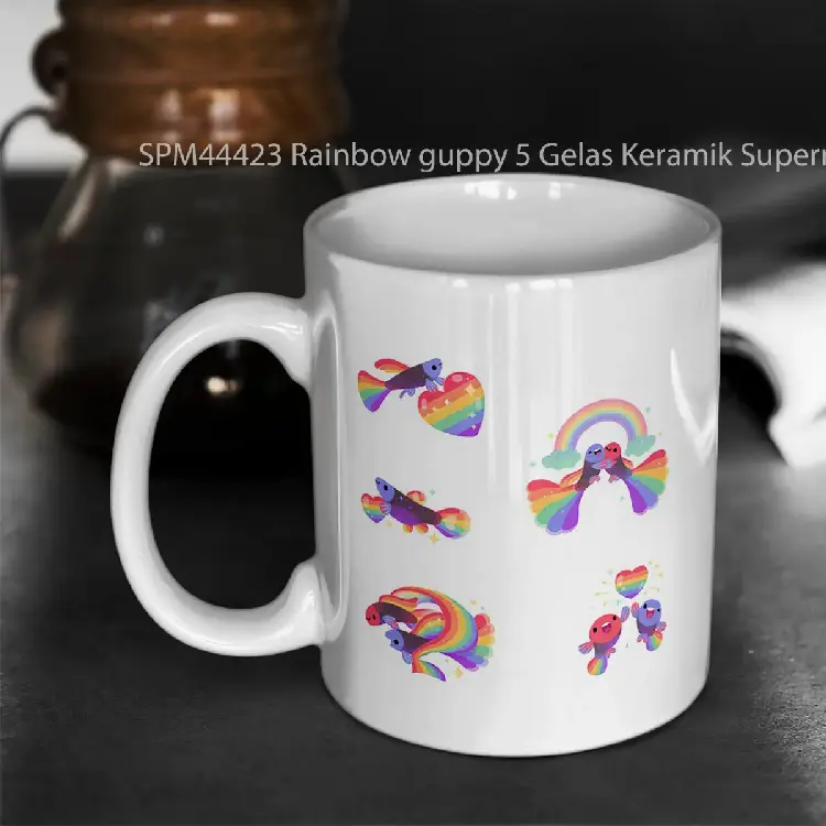 SPM44423 Rainbow guppy 5 Gelas Keramik Supermug