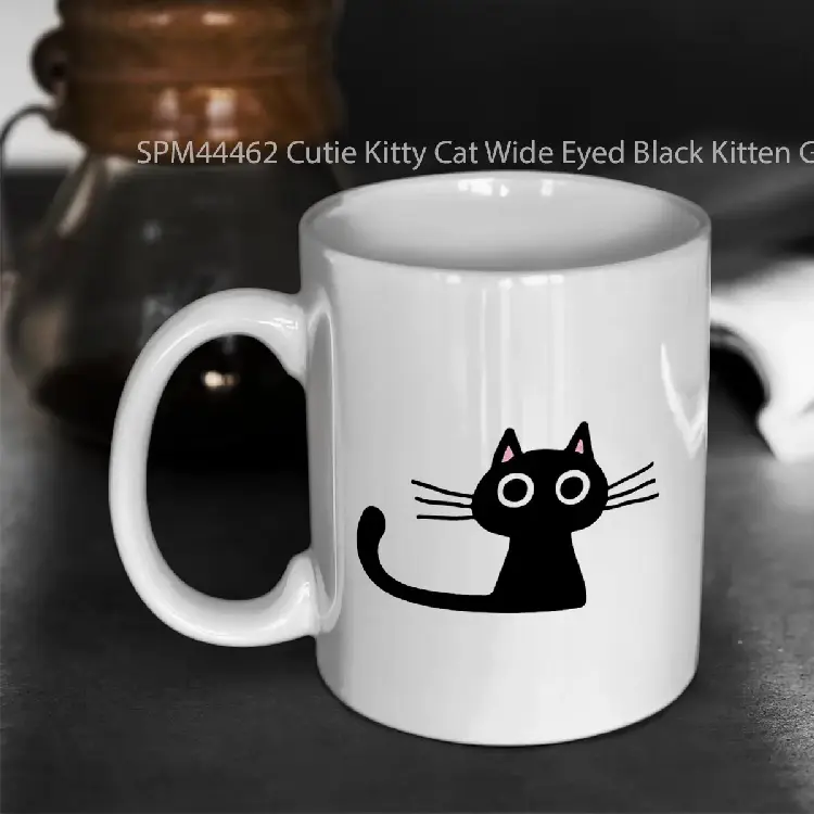 SPM44462 Cutie Kitty Cat Wide Eyed Black Kitten Gelas Keramik Supermug