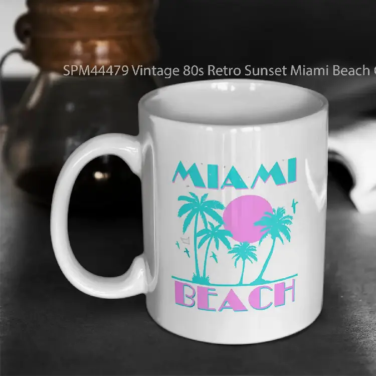 SPM44479 Vintage 80s Retro Sunset Miami Beach Gelas Keramik Supermug