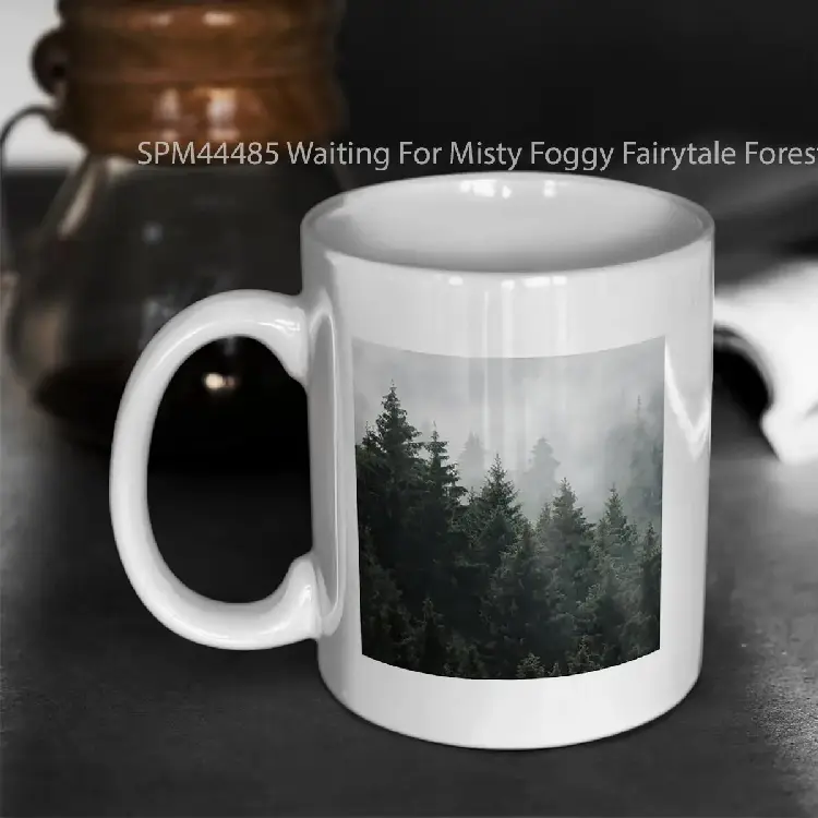 SPM44485 Waiting For Misty Foggy Fairytale Forest With Cascadia Trees Covered In Magic Fog Gelas Keramik Supermug