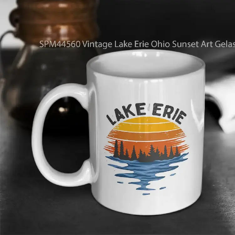 SPM44560 Vintage Lake Erie Ohio Sunset Art Gelas Keramik Supermug