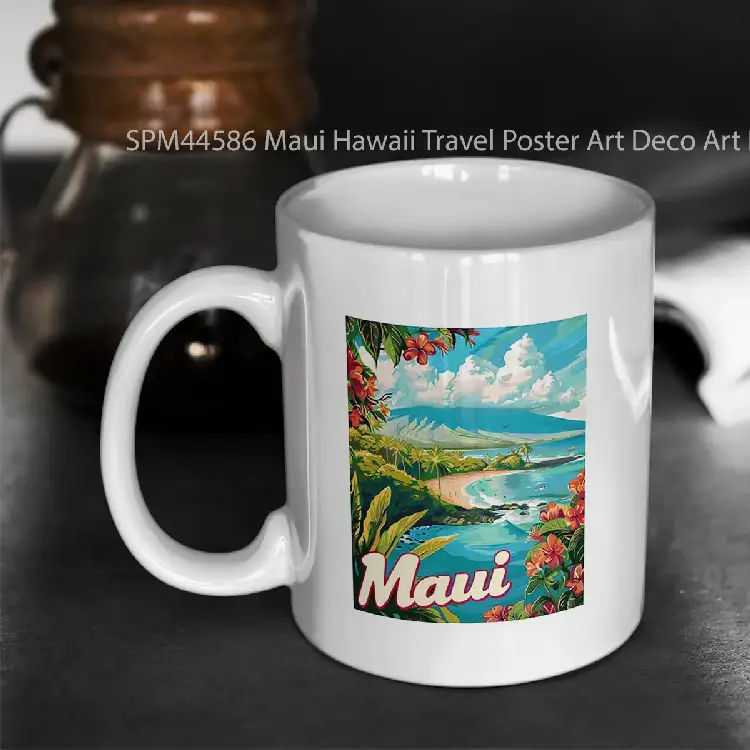 SPM44586 Maui Hawaii Travel Poster Art Deco Art Print Poster Gelas Keramik Supermug