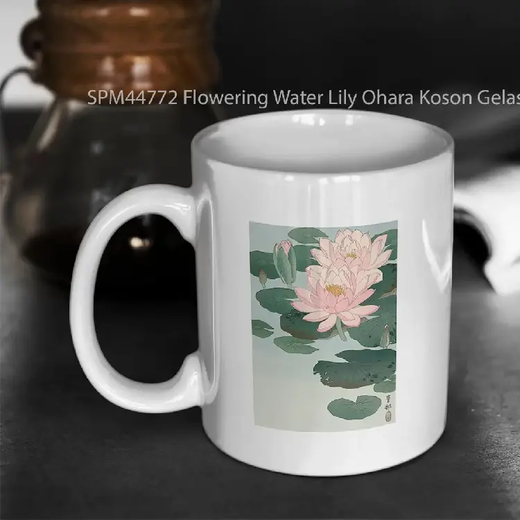 SPM44772 Flowering Water Lily Ohara Koson Gelas Keramik Supermug