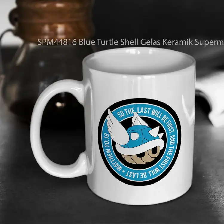 SPM44816 Blue Turtle Shell Gelas Keramik Supermug