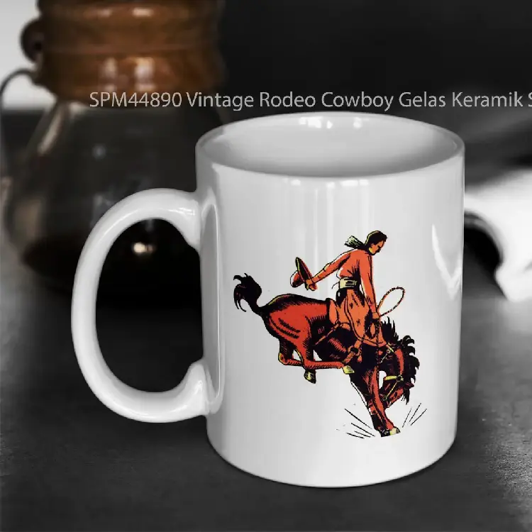 SPM44890 Vintage Rodeo Cowboy Gelas Keramik Supermug
