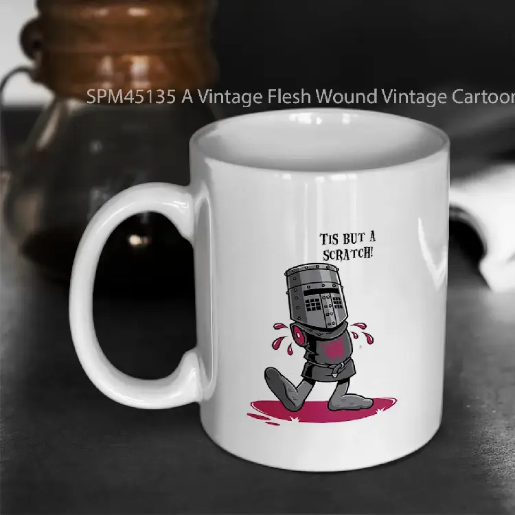 SPM45135 A Vintage Flesh Wound Vintage Cartoon Knight Gelas Keramik Supermug