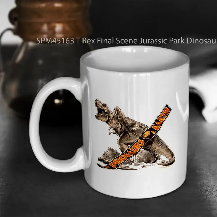 SPM45163 T Rex Final Scene Jurassic Park Dinosaurs Steven Spielberg Movie Gelas Keramik Supermug
