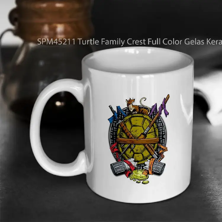 SPM45211 Turtle Family Crest Full Color Gelas Keramik Supermug