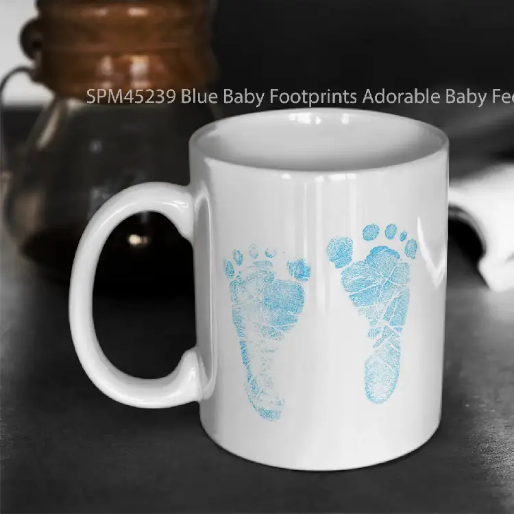 SPM45239 Blue Baby Footprints Adorable Baby Feet Perfect For New Baby Boy Gelas Keramik Supermug
