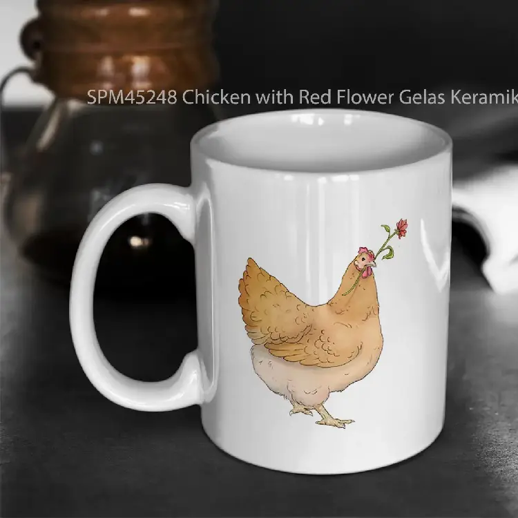 SPM45248 Chicken with Red Flower Gelas Keramik Supermug