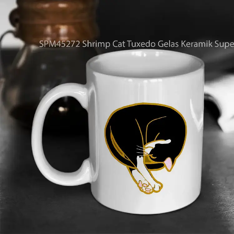 SPM45272 Shrimp Cat Tuxedo Gelas Keramik Supermug