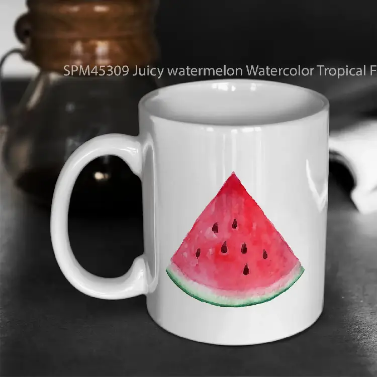 SPM45309 Juicy watermelon Watercolor Tropical Fruit Gelas Keramik Supermug