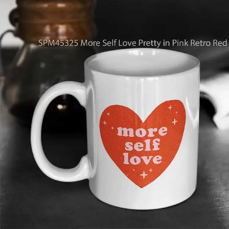 SPM45325 More Self Love Pretty in Pink Retro Red Gelas Keramik Supermug