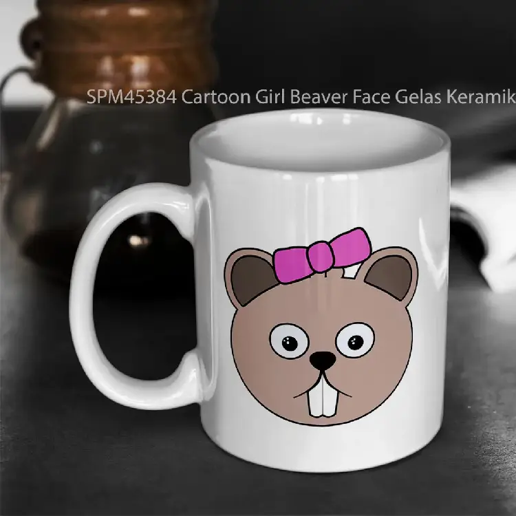 SPM45384 Cartoon Girl Beaver Face Gelas Keramik Supermug