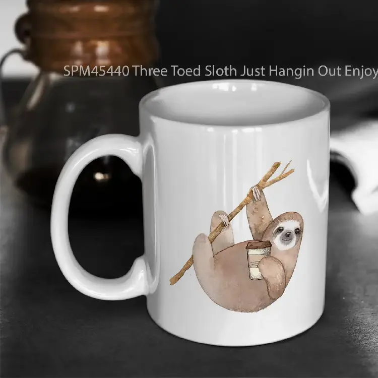 SPM45440 Three Toed Sloth Just Hangin Out Enjoying a Coffee Gelas Keramik Supermug