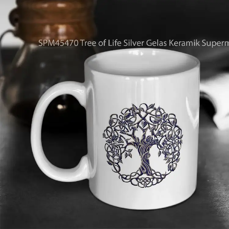 SPM45470 Tree of Life Silver Gelas Keramik Supermug