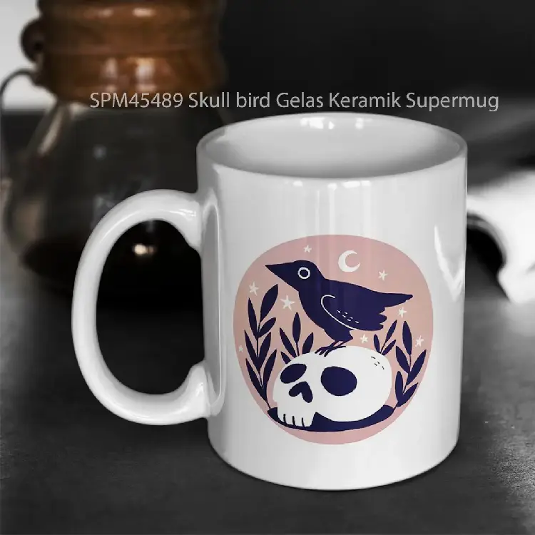 SPM45489 Skull bird Gelas Keramik Supermug