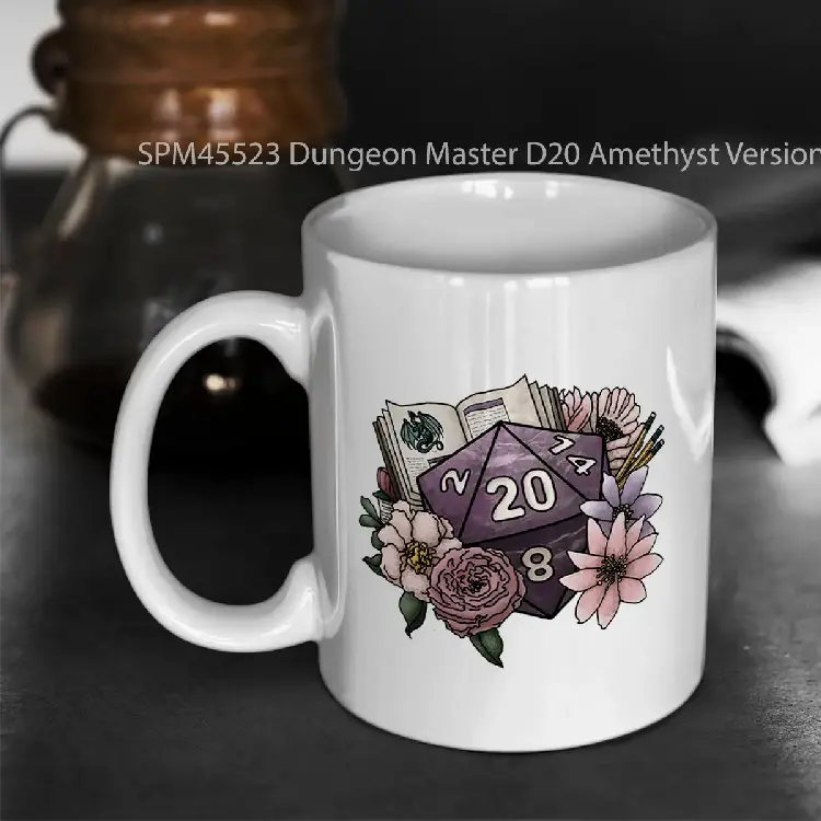 SPM45523 Dungeon Master D20 Amethyst Version Tabletop Gaming Dice Gelas Keramik Supermug