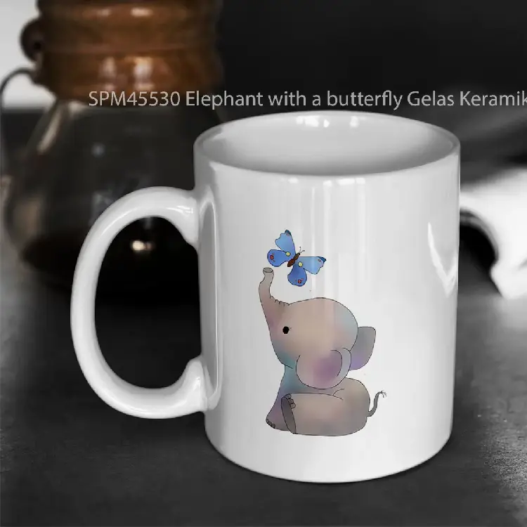 SPM45530 Elephant with a butterfly Gelas Keramik Supermug