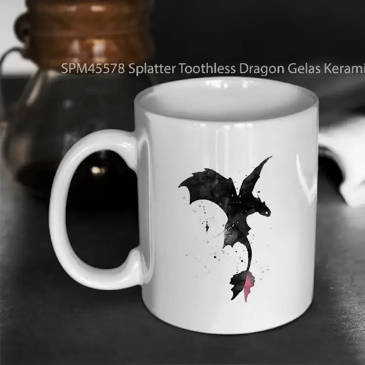 SPM45578 Splatter Toothless Dragon Gelas Keramik Supermug