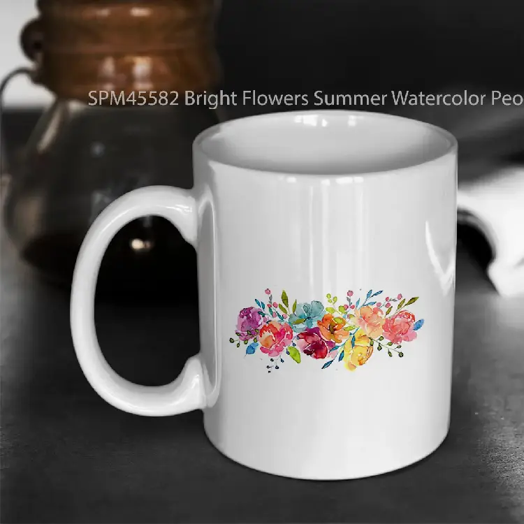 SPM45582 Bright Flowers Summer Watercolor Peonies Gelas Keramik Supermug