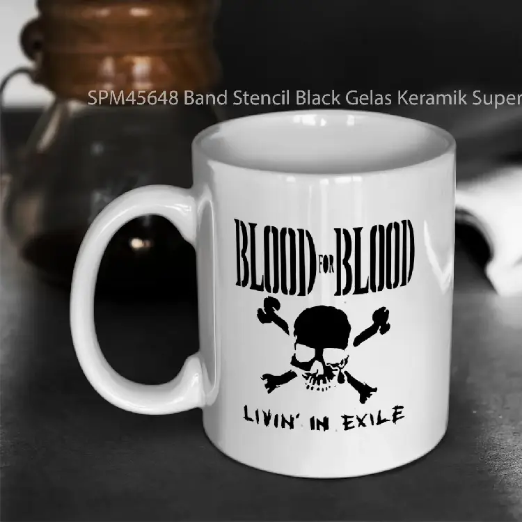 SPM45648 Band Stencil Black Gelas Keramik Supermug