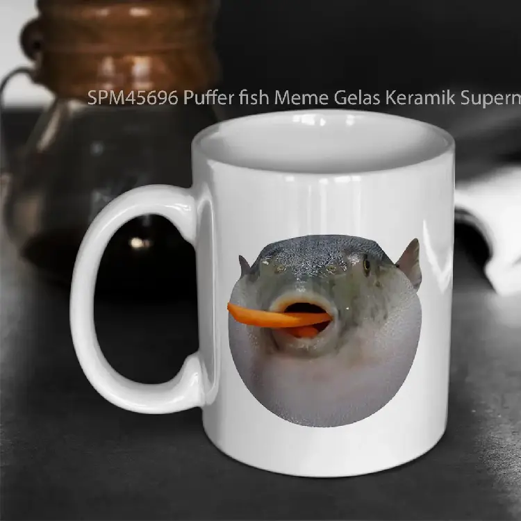 SPM45696 Puffer fish Meme Gelas Keramik Supermug