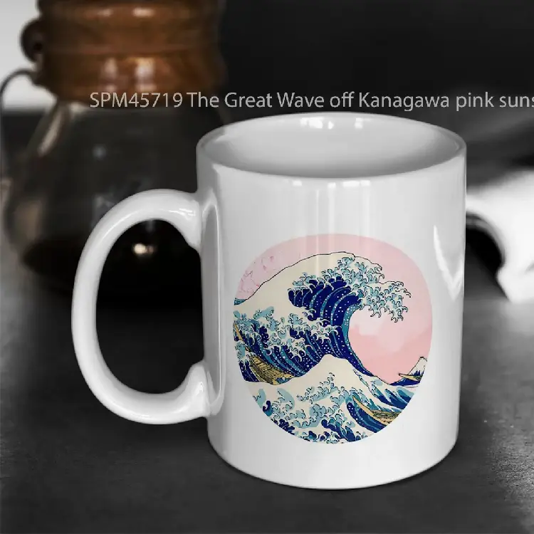 SPM45719 The Great Wave off Kanagawa pink sunset Gelas Keramik Supermug