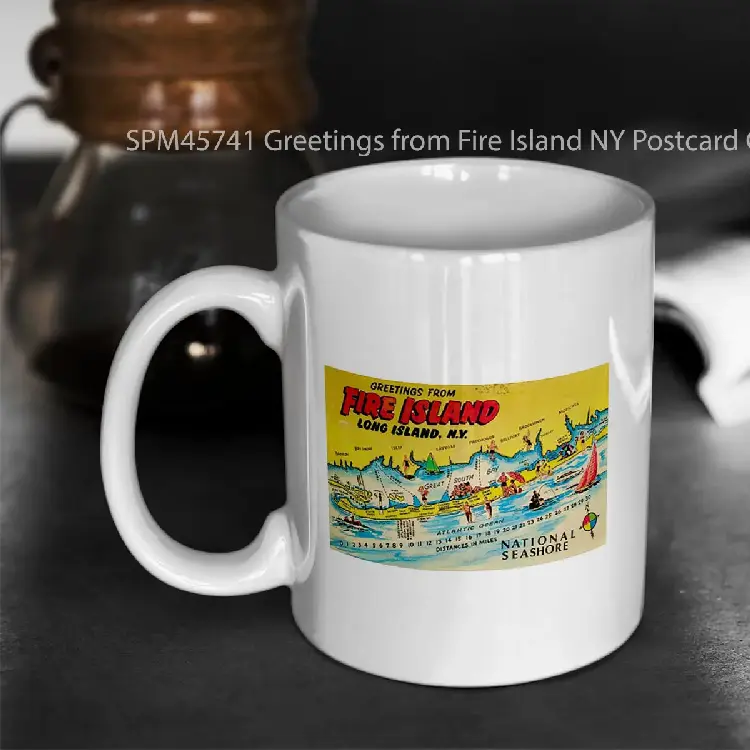 SPM45741 Greetings from Fire Island NY Postcard Gelas Keramik Supermug
