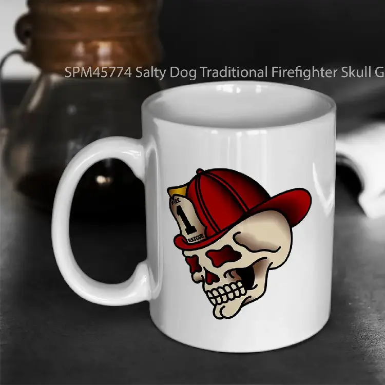 SPM45774 Salty Dog Traditional Firefighter Skull Gelas Keramik Supermug