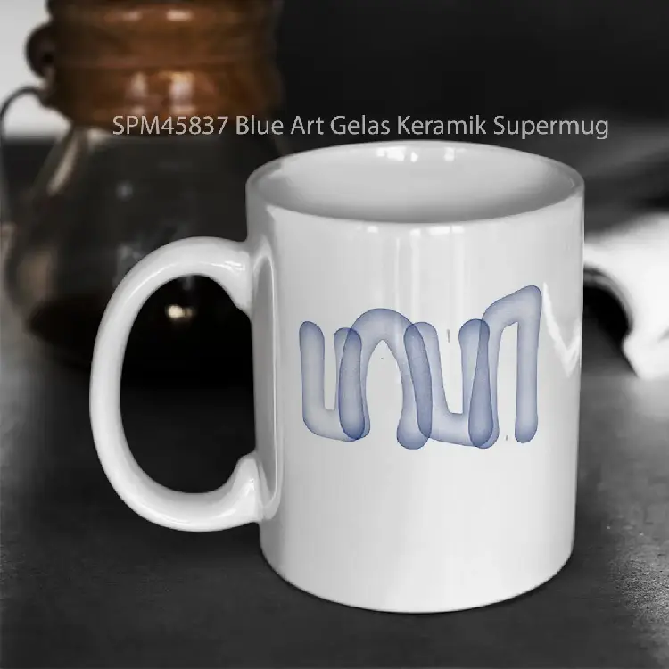 SPM45837 Blue Art Gelas Keramik Supermug