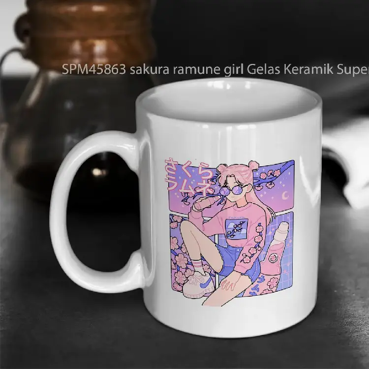 SPM45863 sakura ramune girl Gelas Keramik Supermug