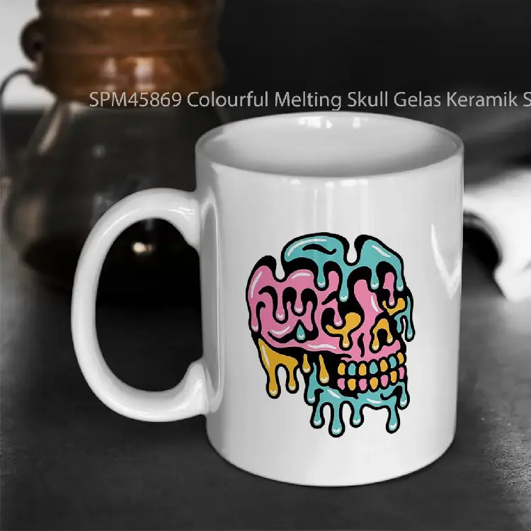 SPM45869 Colourful Melting Skull Gelas Keramik Supermug