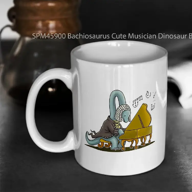 SPM45900 Bachiosaurus Cute Musician Dinosaur Brachiosaurus Cartoon Gelas Keramik Supermug