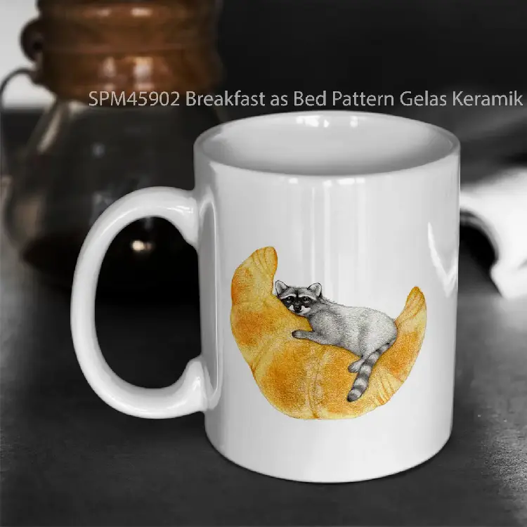 SPM45902 Breakfast as Bed Pattern Gelas Keramik Supermug