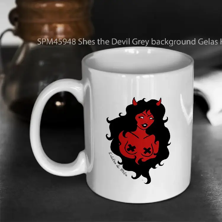 SPM45948 Shes the Devil Grey background Gelas Keramik Supermug