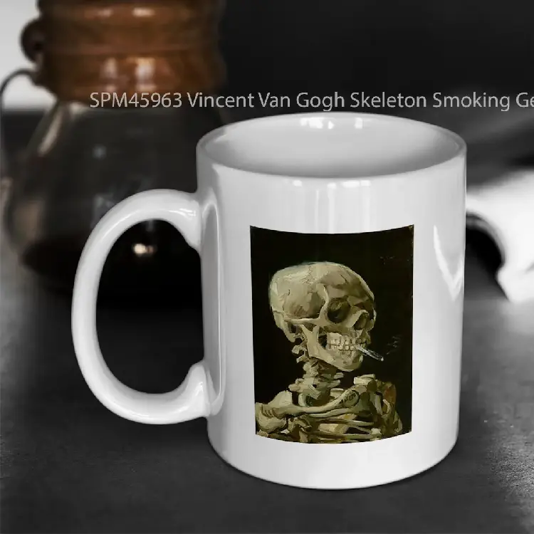 SPM45963 Vincent Van Gogh Skeleton Smoking Gelas Keramik Supermug