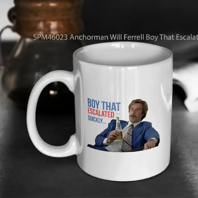 SPM46023 Anchorman Will Ferrell Boy That Escalated Quickly Gelas Keramik Supermug