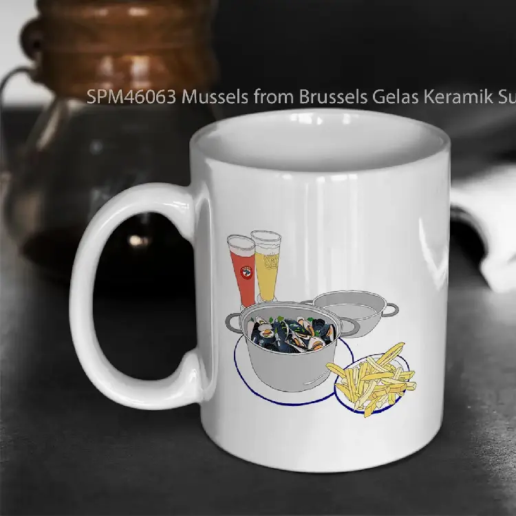 SPM46063 Mussels from Brussels Gelas Keramik Supermug
