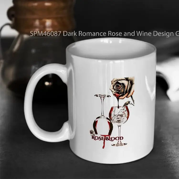 SPM46087 Dark Romance Rose and Wine Design Gelas Keramik Supermug