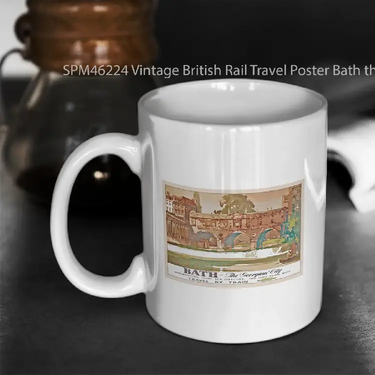 SPM46224 Vintage British Rail Travel Poster Bath the Georgian City Gelas Keramik Supermug