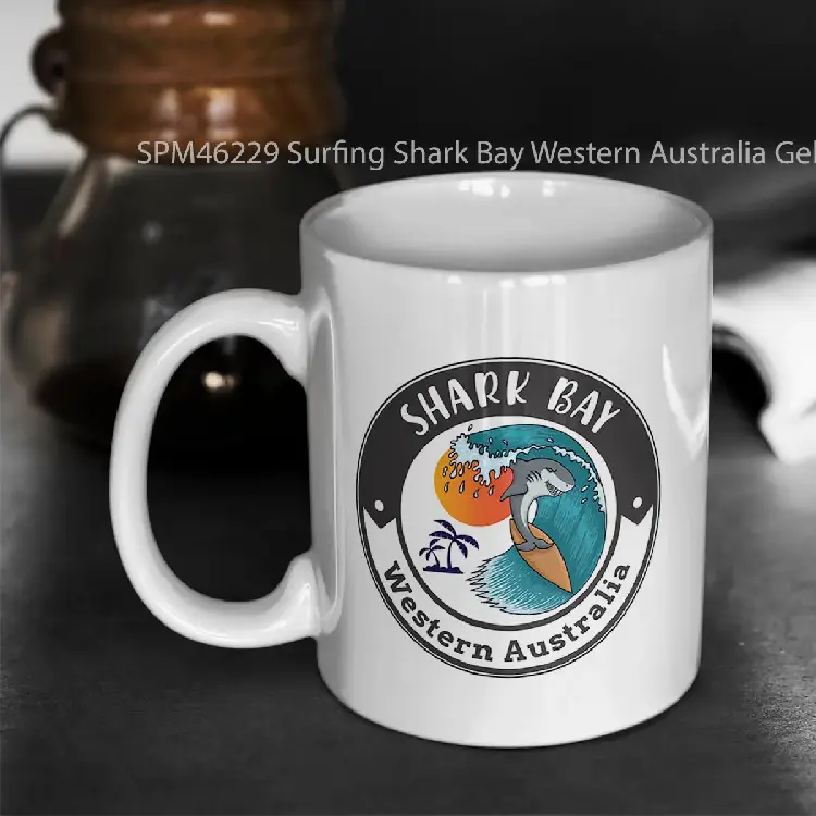 SPM46229 Surfing Shark Bay Western Australia Gelas Keramik Supermug