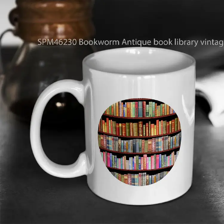 SPM46230 Bookworm Antique book library vintage book shelf Gelas Keramik Supermug