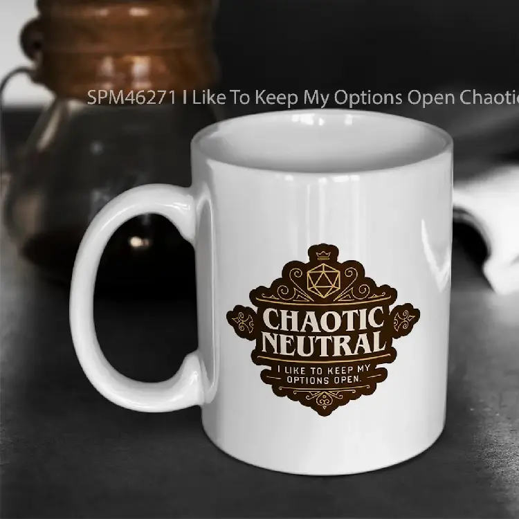 SPM46271 I Like To Keep My Options Open Chaotic Neutral Funny Tabletop Gelas Keramik Supermug