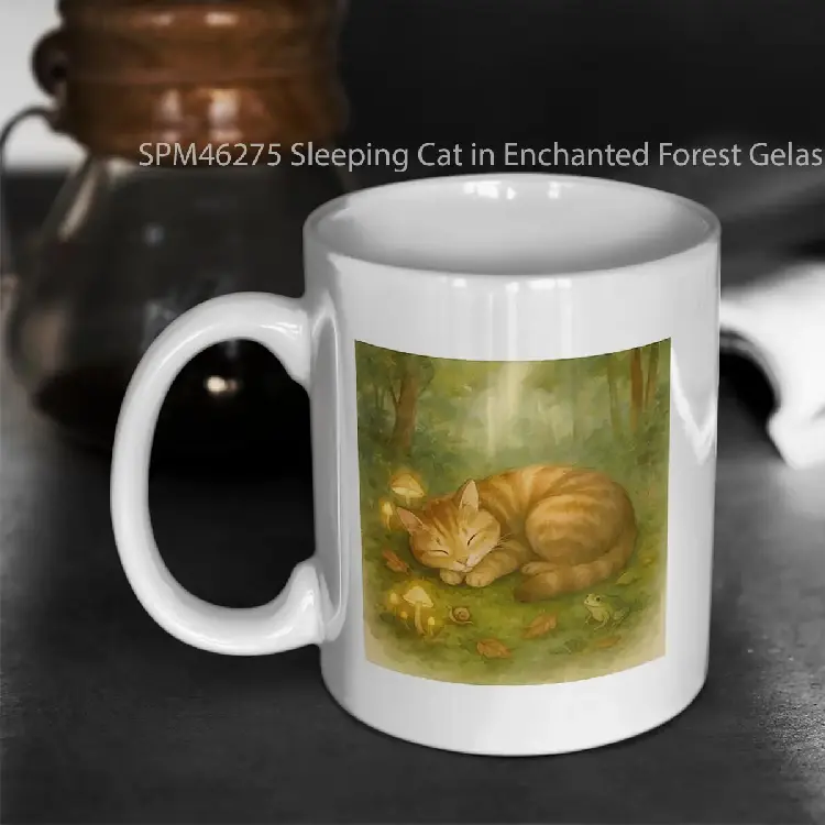 SPM46275 Sleeping Cat in Enchanted Forest Gelas Keramik Supermug