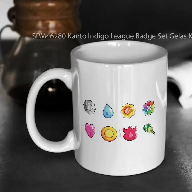 SPM46280 Kanto Indigo League Badge Set Gelas Keramik Supermug
